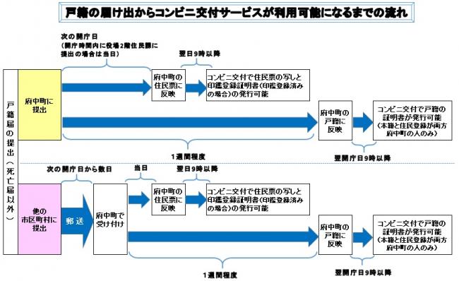 戸籍の届け出からコンビニ交付サービスが利用できるまでの流れ