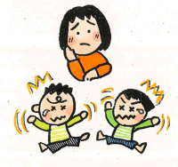 かんしゃくを起こして泣いているこどもの絵です。
