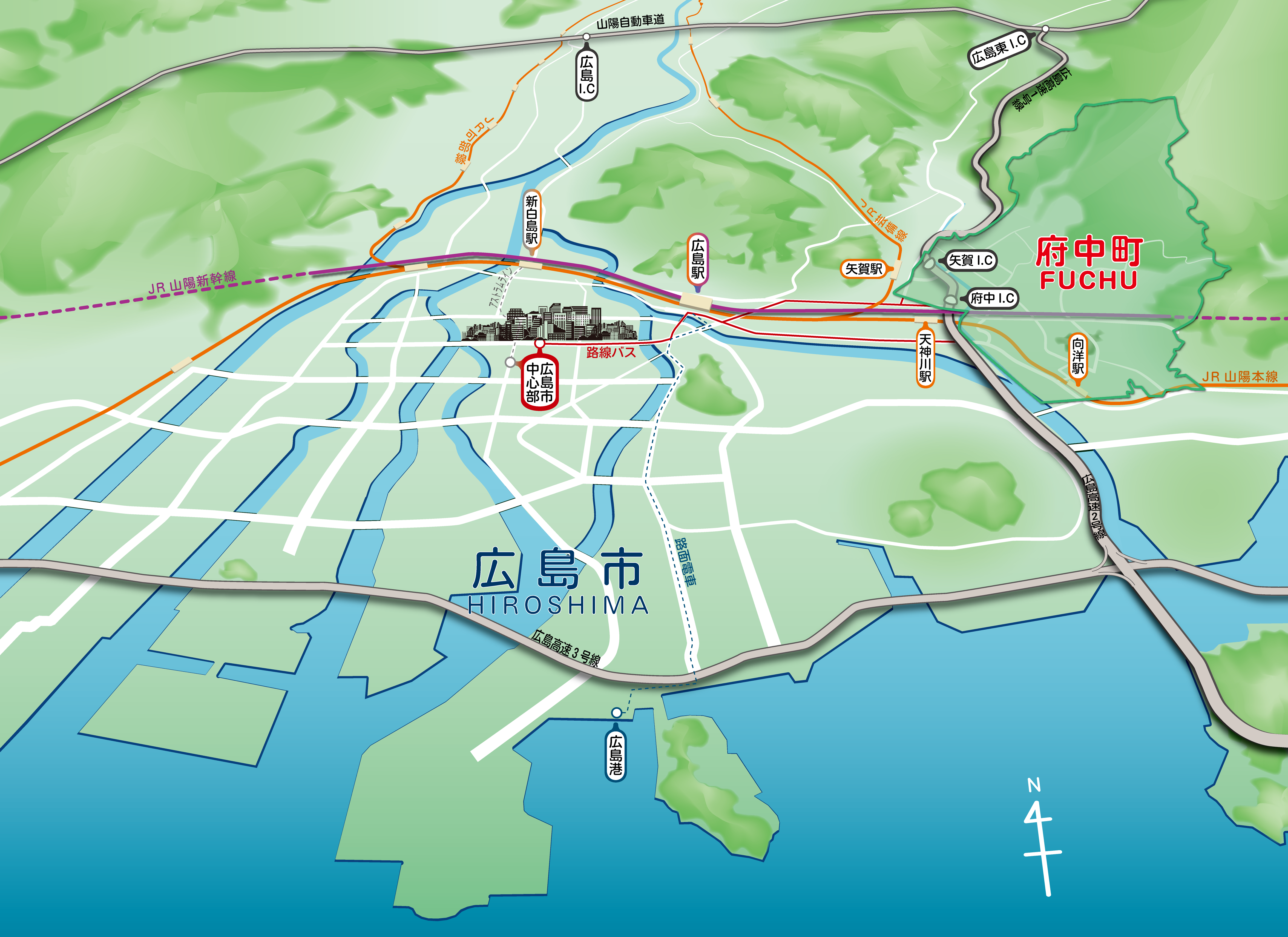 広島市との位置関係イメージ図