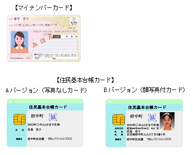 マイナンバーカードと住基カードの見本画像