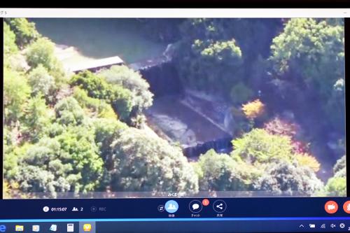 模擬飛行によるドローンからの水分峡森林公園撮影画像