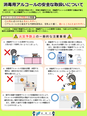 消毒用アルコールの安全な取り扱い